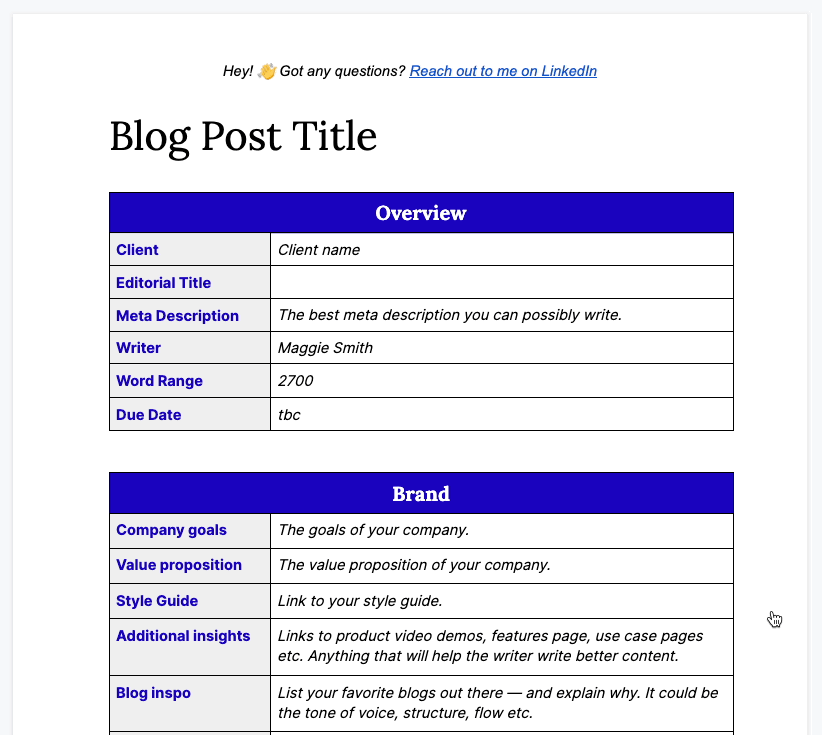 FREE Content Brief Template Fxcking Good Content